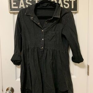 Black Button-down Mini Dress or Tunic